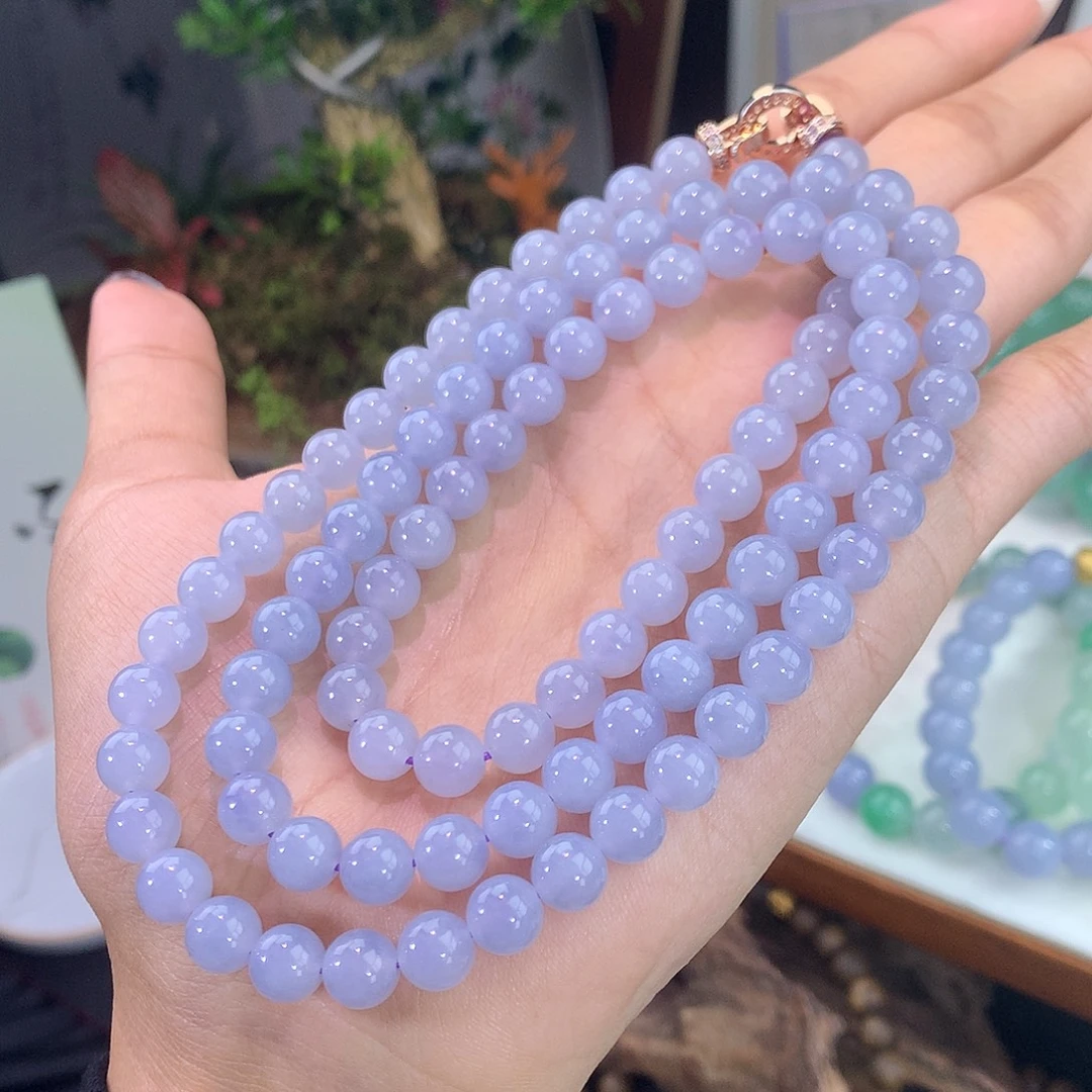 翡翠未镶嵌手链40号 紫罗兰项链