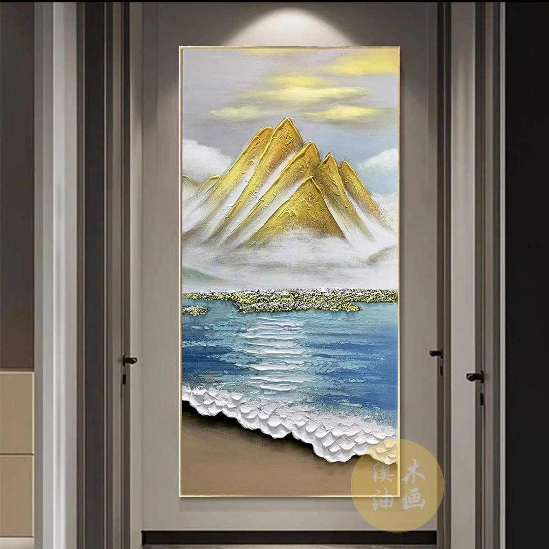 日照金山|手工油画玄关装饰画手绘油画装饰画现代简约风肌理