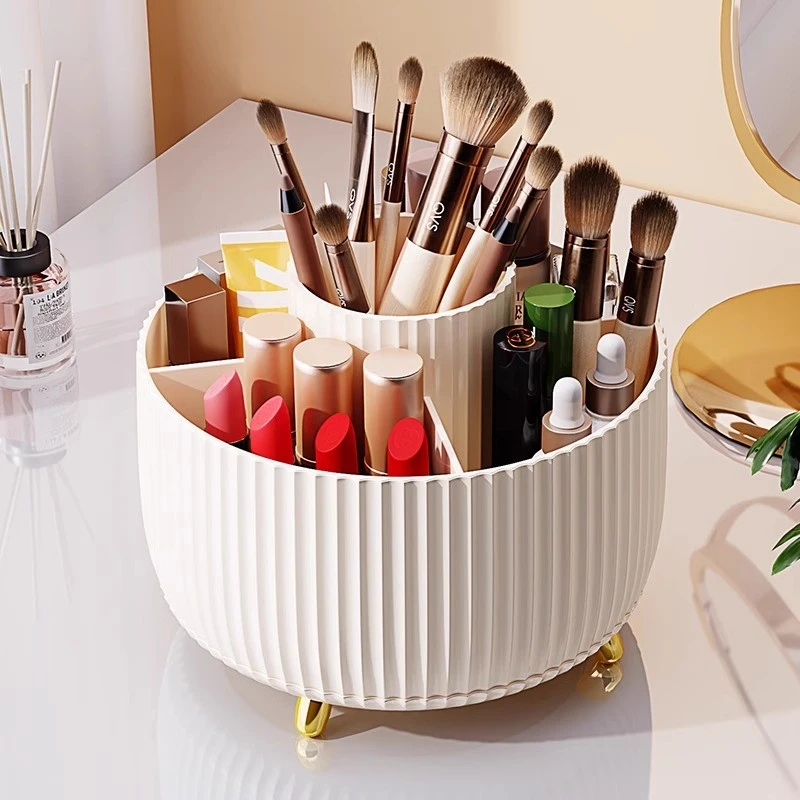 化妆品收纳盒旋转防尘化妆刷收纳筒梳妆台桌面笔筒口红眼影置物架