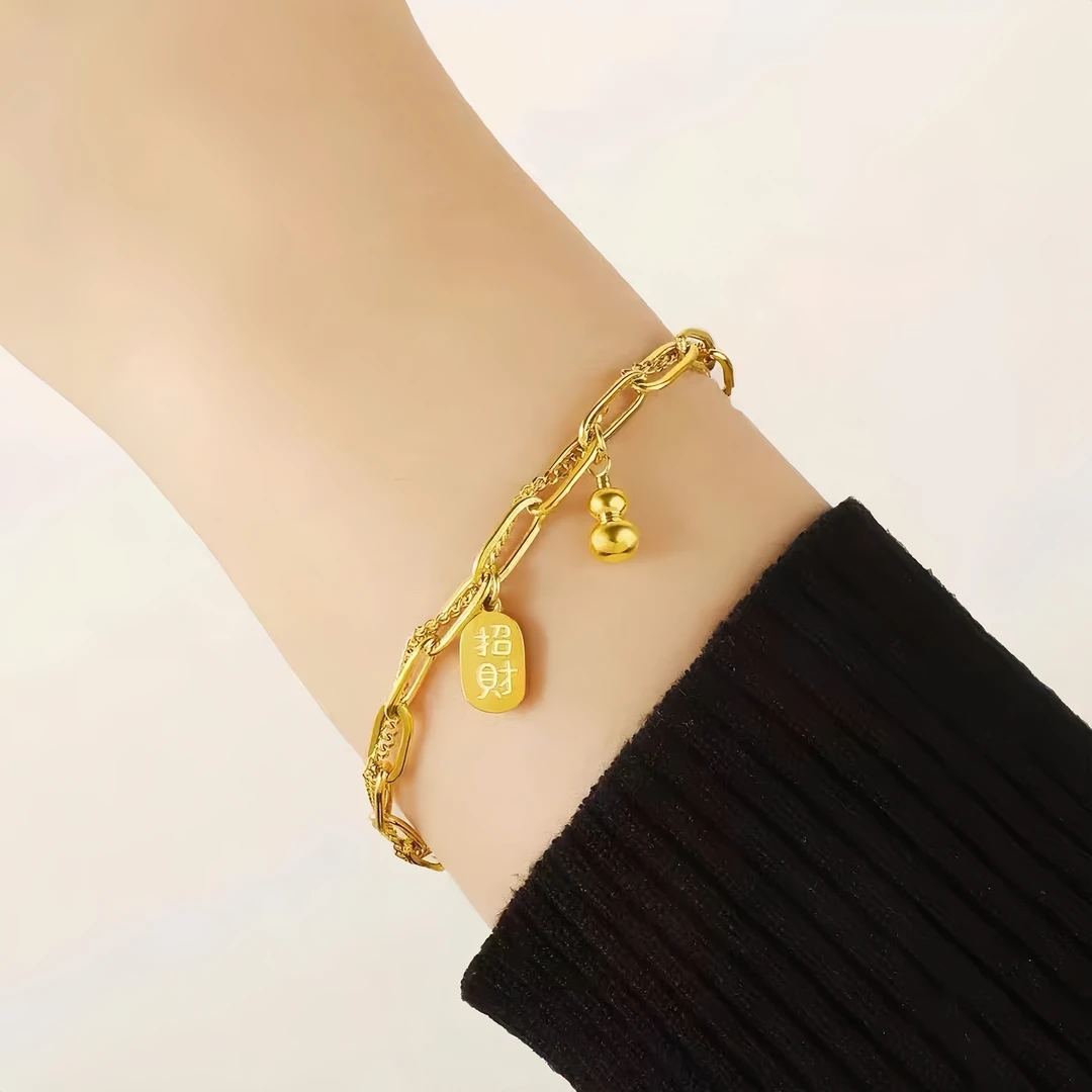 钛钢手链 2025新款招财葫芦手链女小众轻奢国风复古不掉色手饰品
