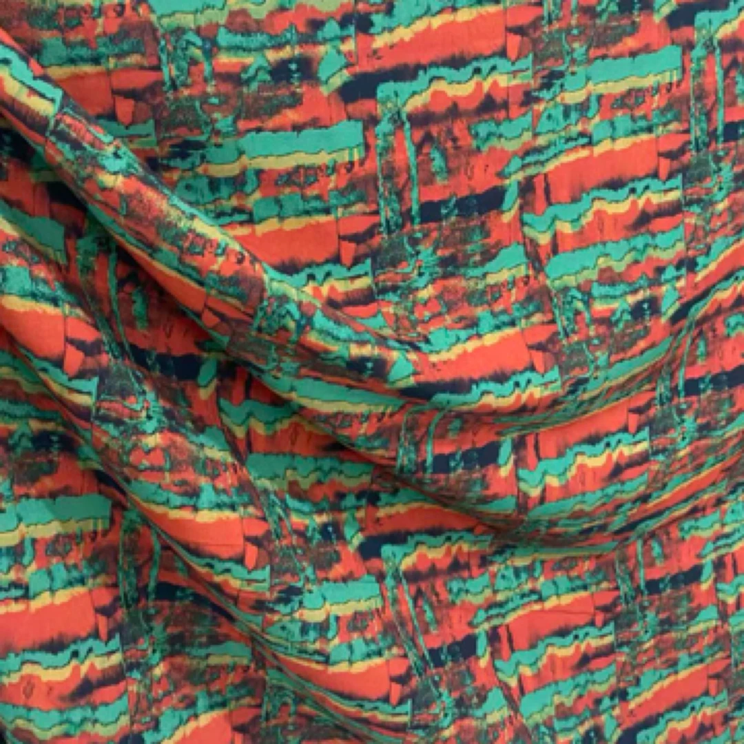 2025夏季高端雕印桑棉绸面料纯棉服装料红绿（不支持7天无理由