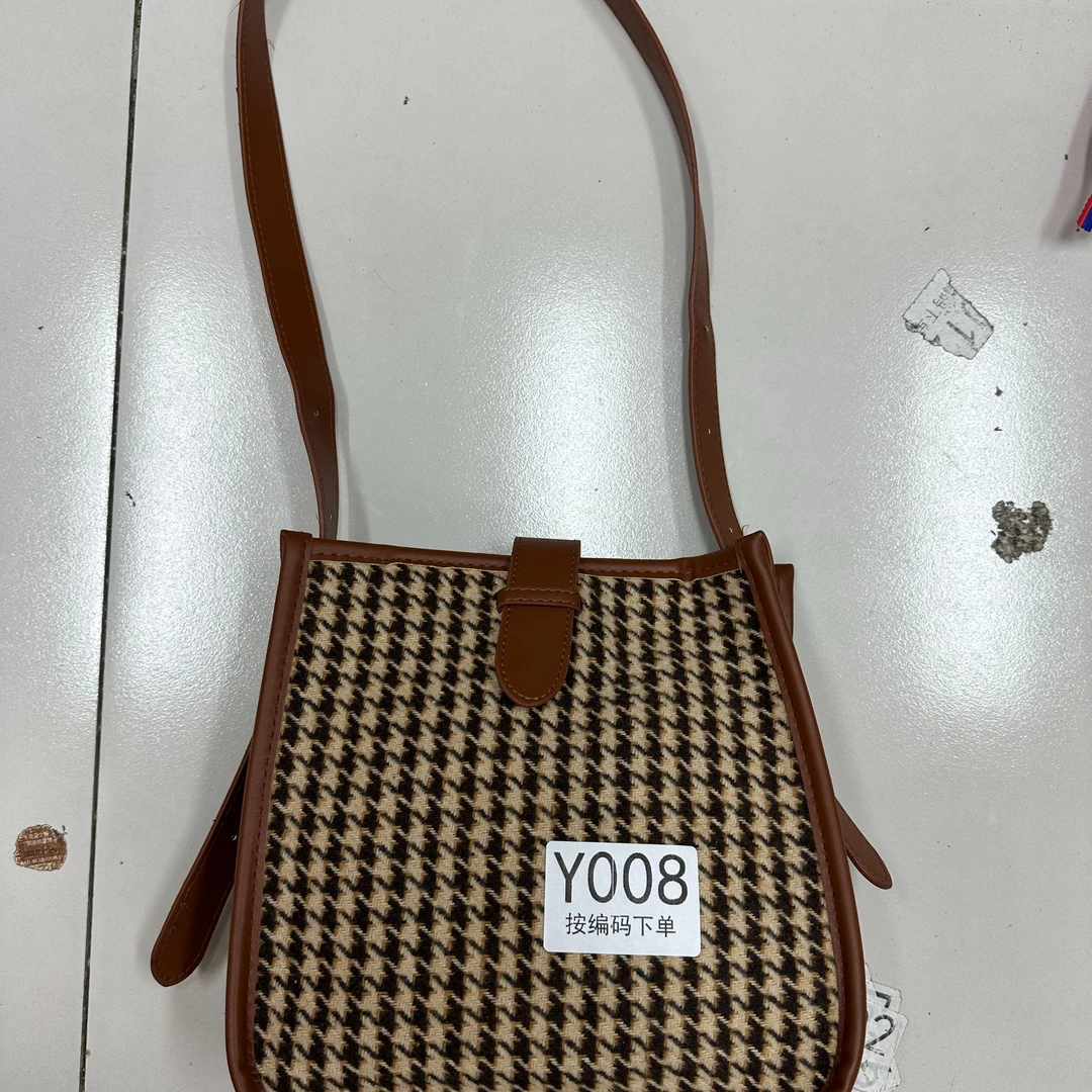千鸟格单肩腋下包包