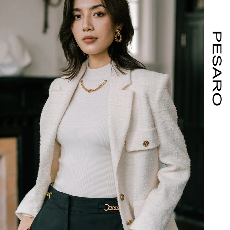 PESARO【星线好物】女装春气质优雅时尚百搭立体华夫格经典