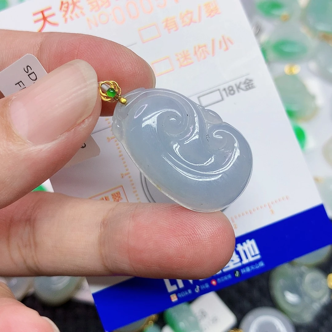 翡翠18K金镶嵌颈饰35568