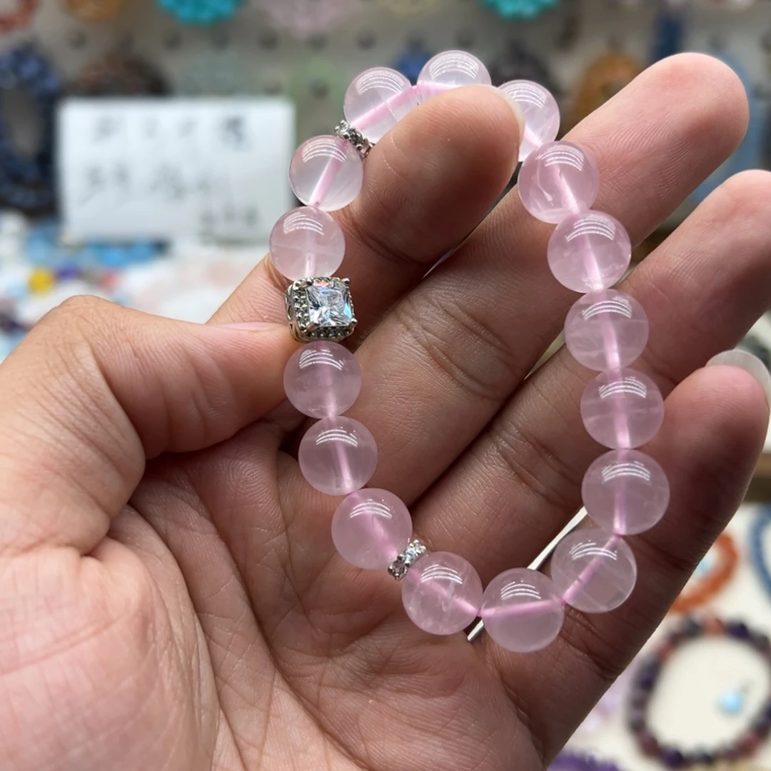 手链未镶嵌水晶10咪粉水晶diy