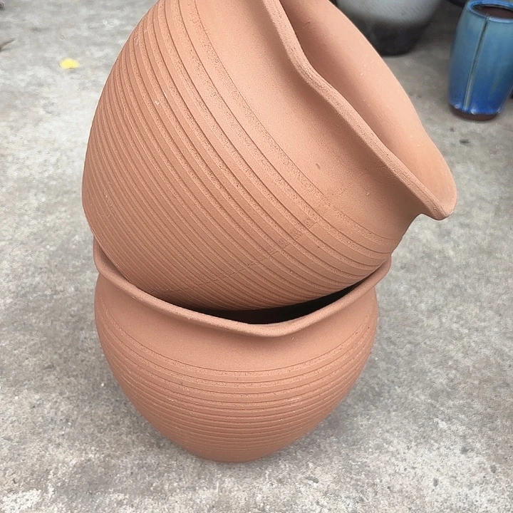 紫砂茶碗红陶两个口径20*18