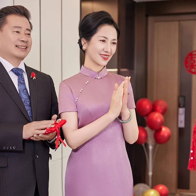 蕾蒂若新款旗袍礼服裙子爆款年轻妈妈婆婆婚宴婚礼新中式1461
