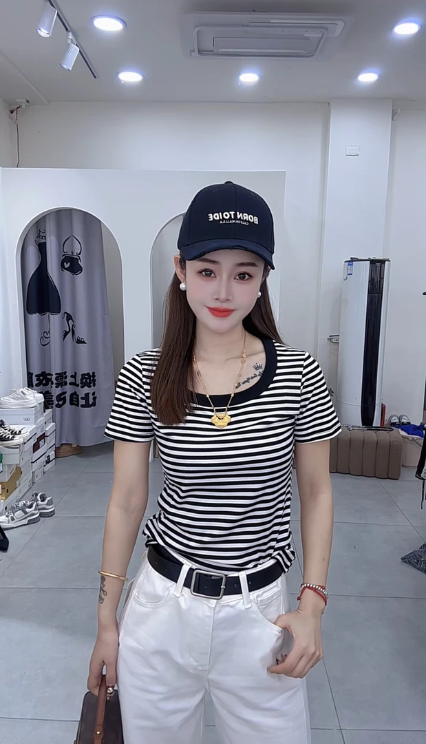 炫彩阁9800【圆领显瘦时尚纯色t恤】百搭修身