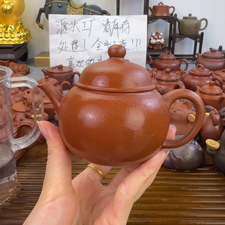 紫砂茶壶胖梨紫泥全手
