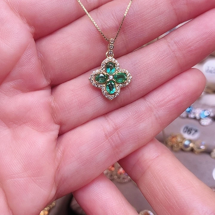 颈饰银S925镶嵌祖母绿