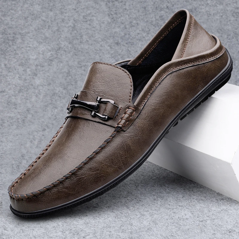 豆豆鞋男款夏季英伦风潮流时尚男皮鞋简约百搭软底透气休闲手工鞋