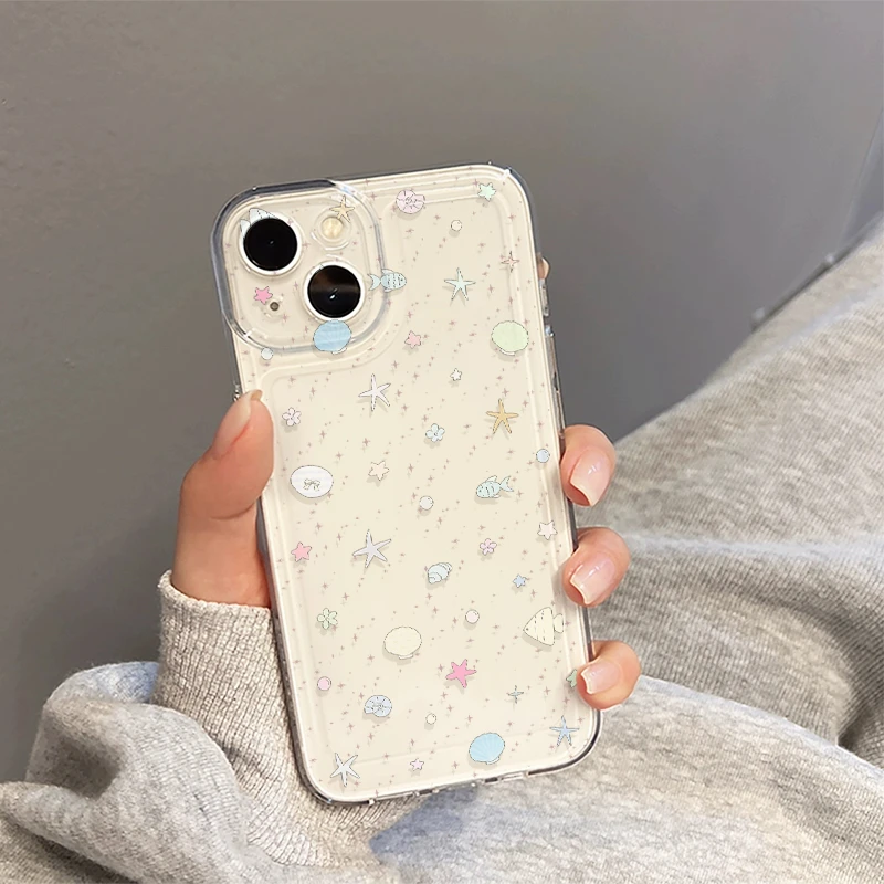 贝壳小鱼iPhone16手机壳15苹果14软13小米vivo华为适用创意简约潮