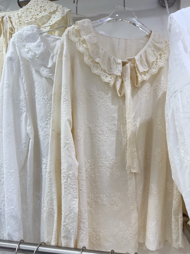 新疆包邮【18935】刺绣绑带衬衫-衣长64