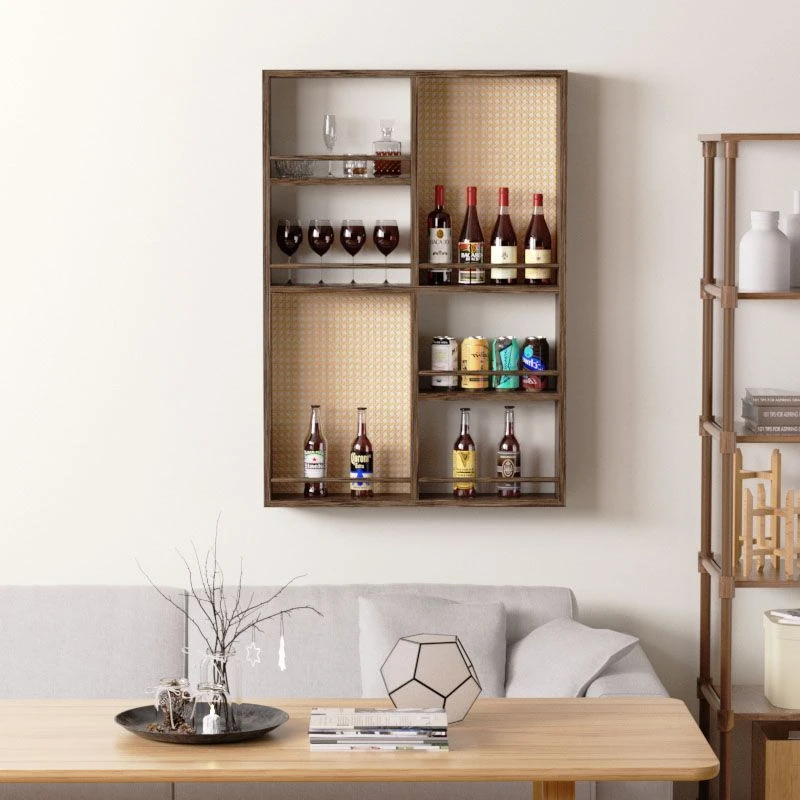 复古中式多宝格玄关隔断架古风挂墙格子收纳架家用简约客厅置物架