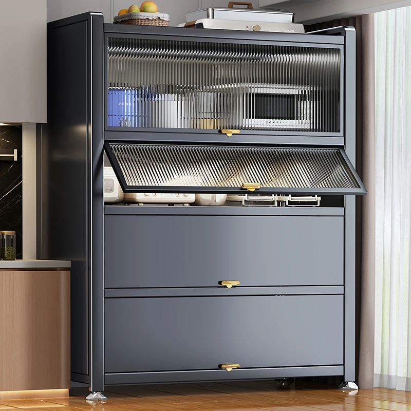 优勤厨房置物架落地多层家用餐边收纳多功能微波炉橱柜储物碗柜子