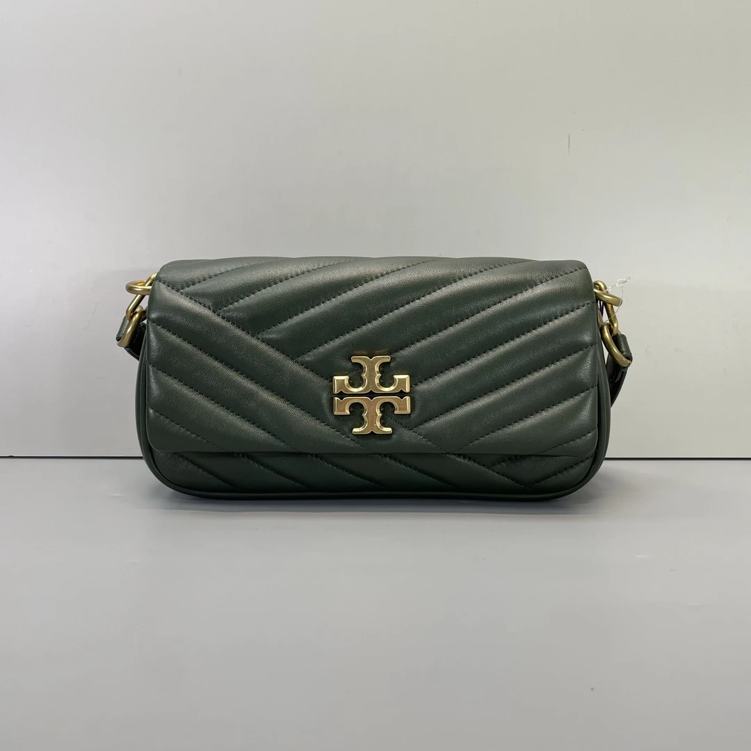 95新 TORY BURCH/汤丽柏琦 小林kira墨绿法棍包25*13*6cmB030107