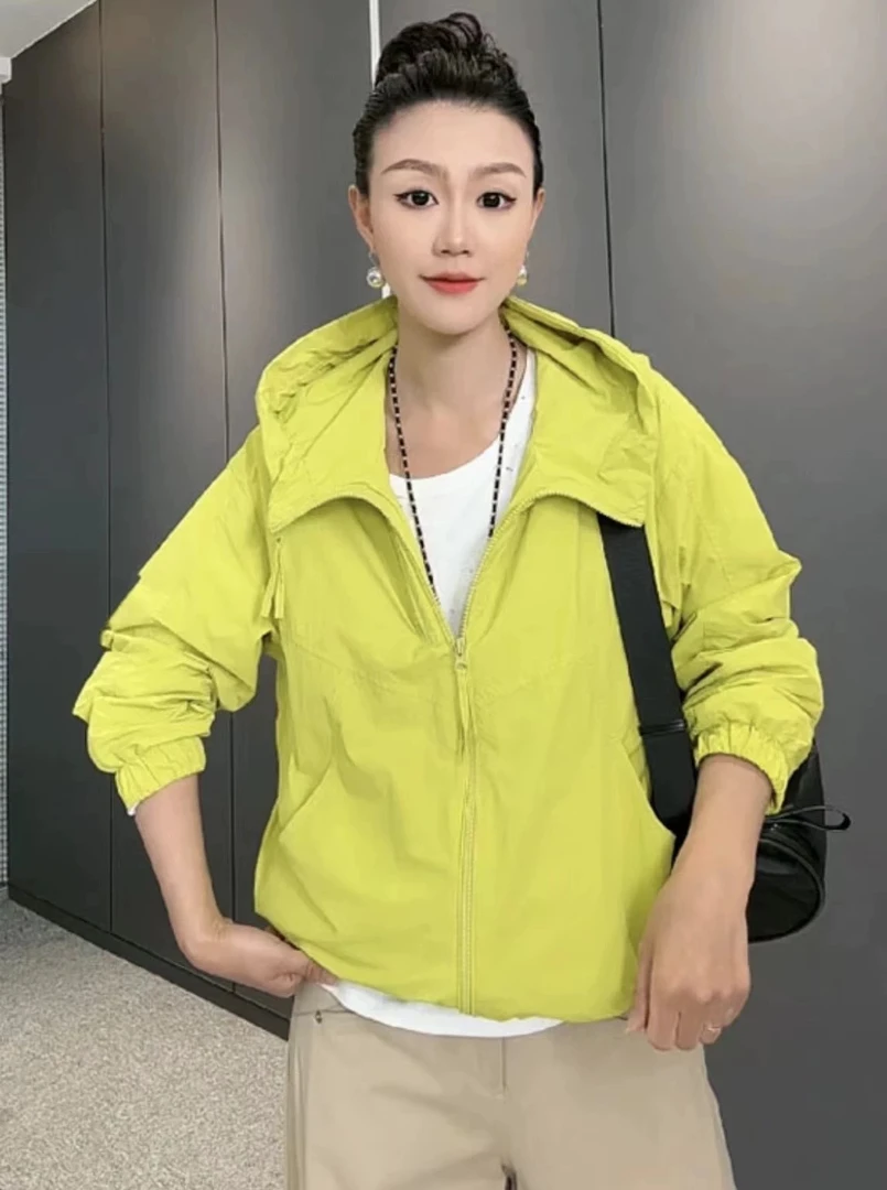 新款24高端休闲百搭时尚镂空长袖烧花薄款连帽阳光外套