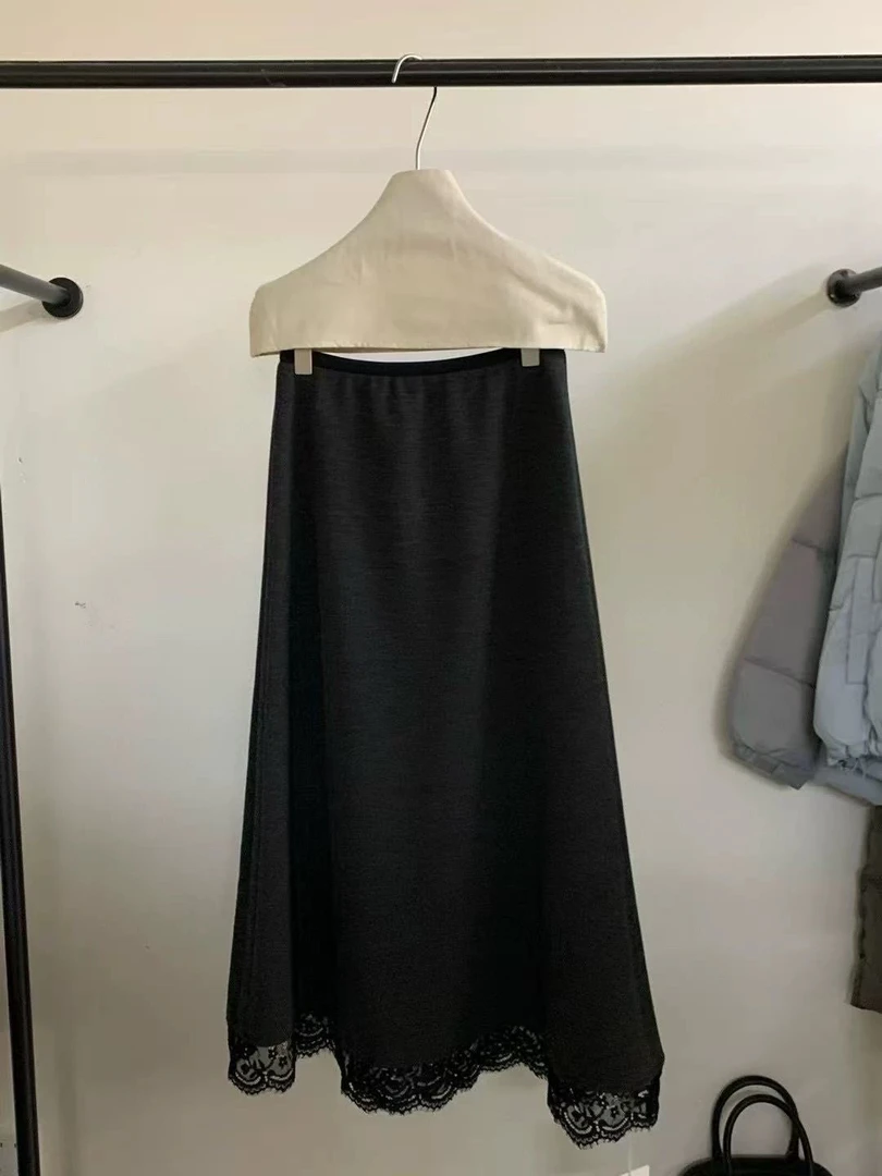 27107韩代加绒加厚拼接蕾丝半身裙5523