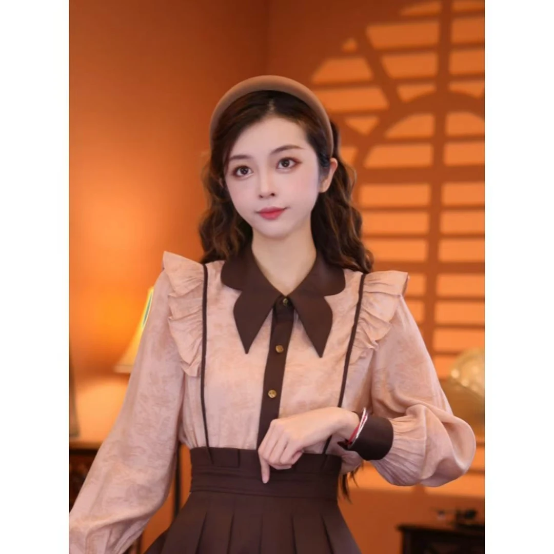 乐乐【浓情可可】秋季时尚显瘦设计减龄设计师新款上衣00698