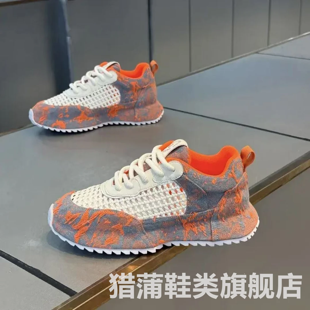 男鞋夏季透气2025新款网面百搭小众阿甘鞋男士厚底运动休闲老爹鞋