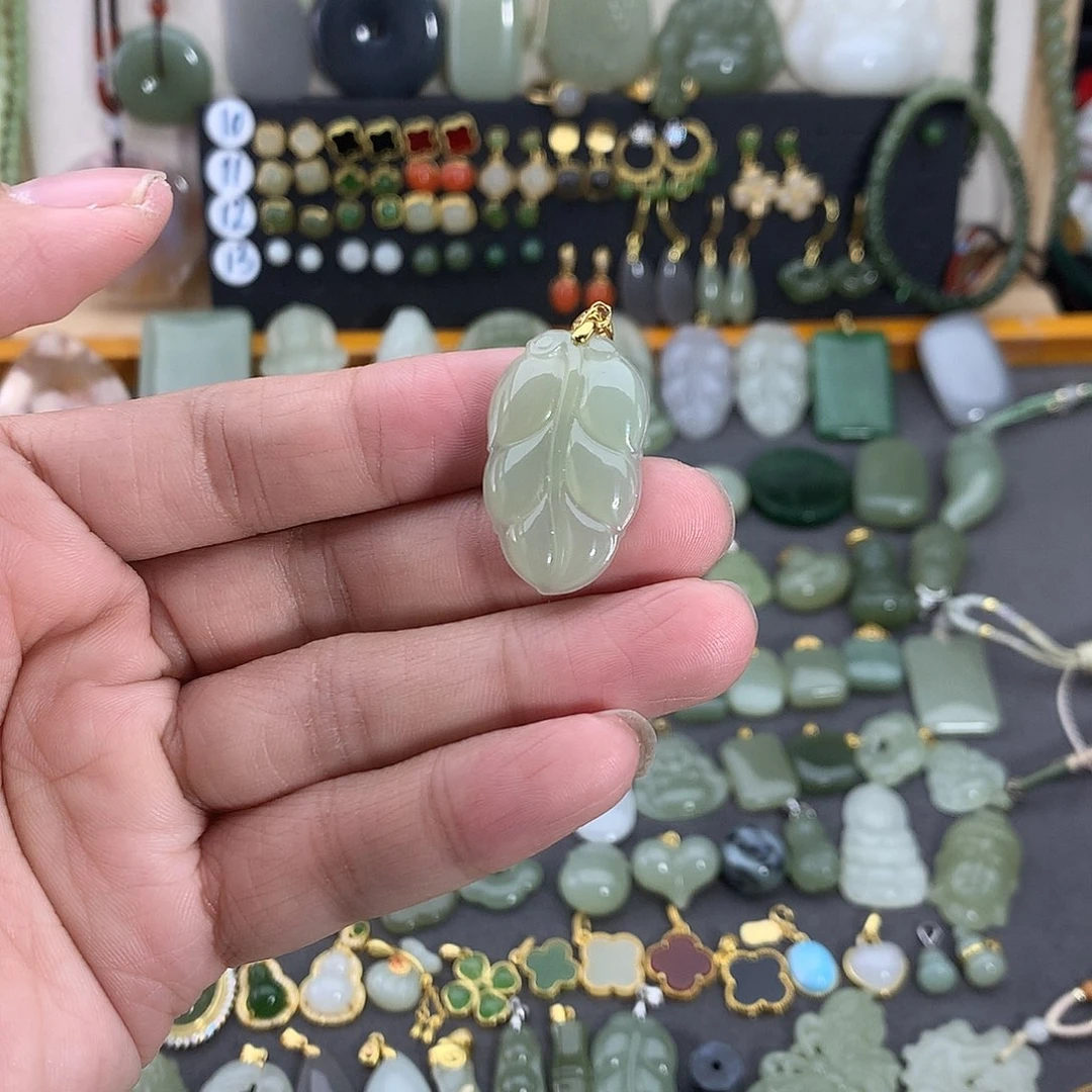 和田玉银S925镶嵌吊坠(不含链)