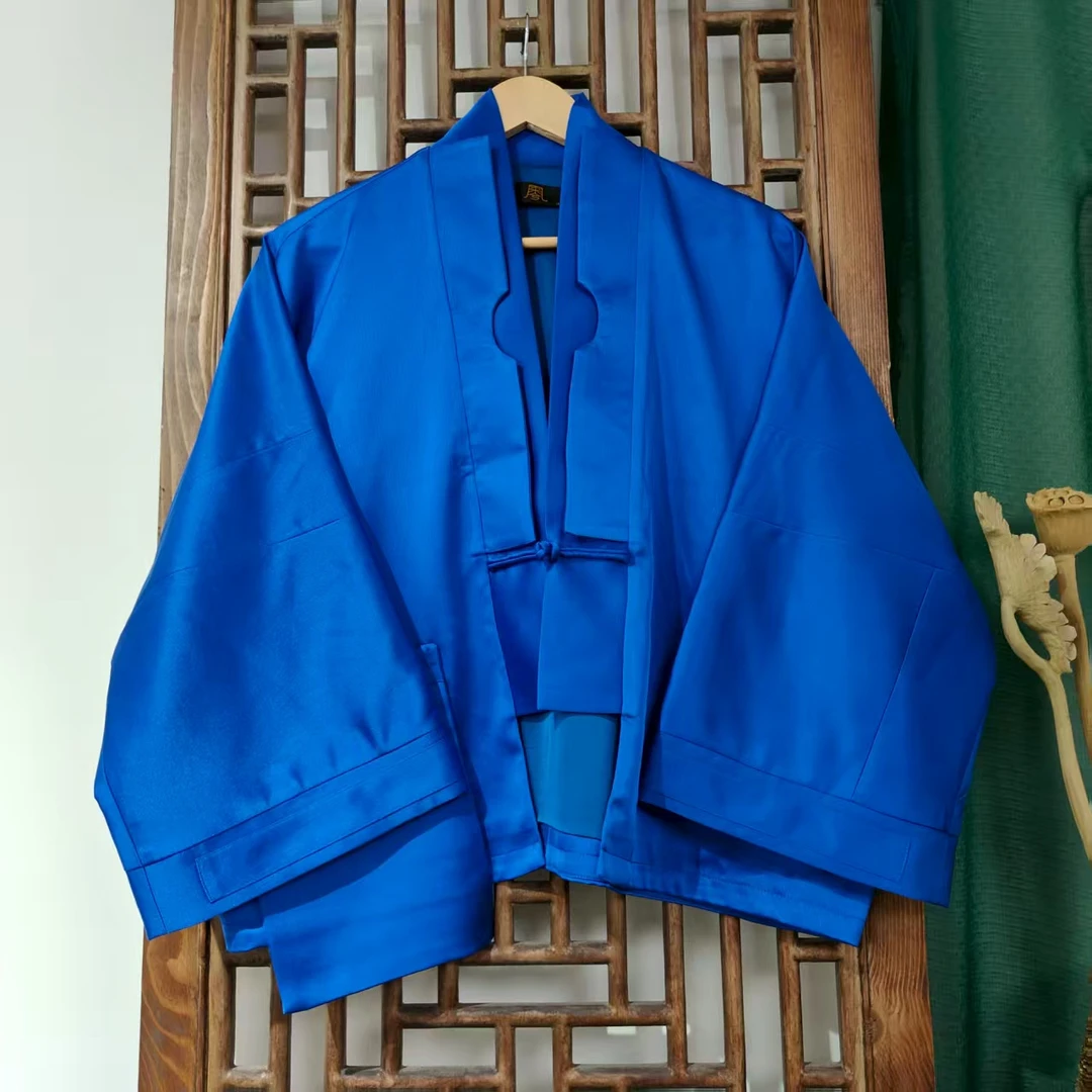 ( LS655-2) 凤徕兮私人定制蓝色光板底对襟一粒扣短开衫