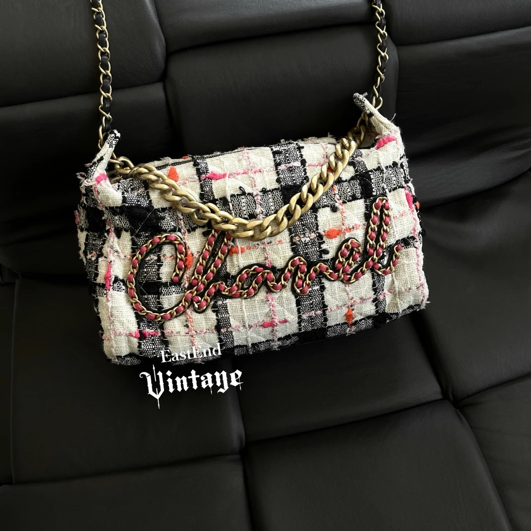 95新 Chanel/香奈儿 東区-限量粗花呢饭盒hobo链条单肩包30k/