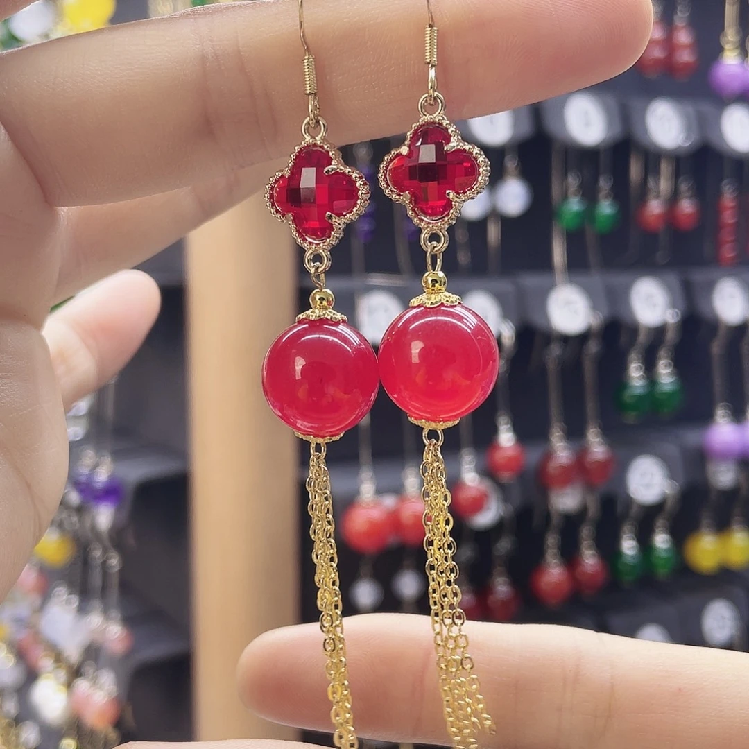 玛瑙/玉髓银S925镶嵌耳坠