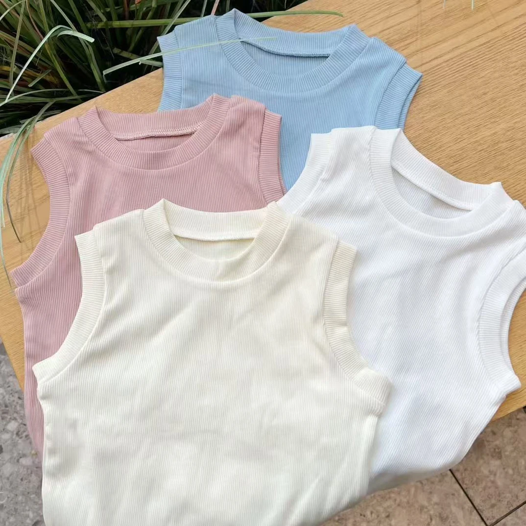 【萌芽坑衫】夏季无袖背心男女宝宝基础弹力坑条纯色休闲百搭上衣