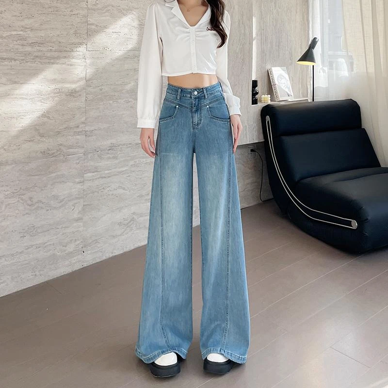 浅蓝色牛仔裤裤子女新款春秋季小个子女款高腰小个子牛仔裤夏天