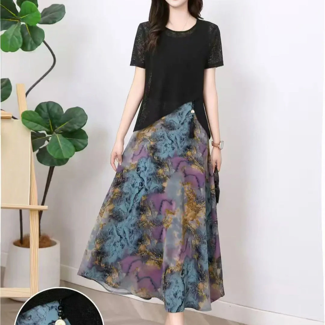 原厂正版高端两件套大码洋气2025夏季新款显瘦时尚气质裙子百搭