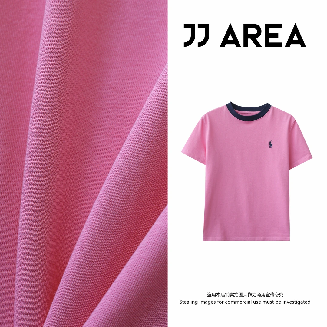 【JJ AREA】娇娇“多巴胺2.0”高支纯棉撞色圆领刺绣T恤25春夏款短袖