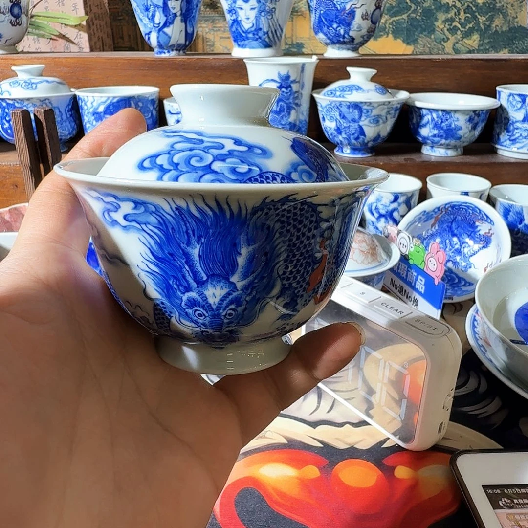 泥塑爱****子盖碗手工手绘