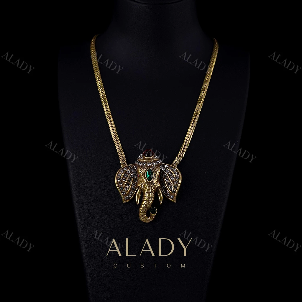 合金合成锆石项链 【心之所象】做旧钻彩镶嵌时尚蛇骨链气质项链