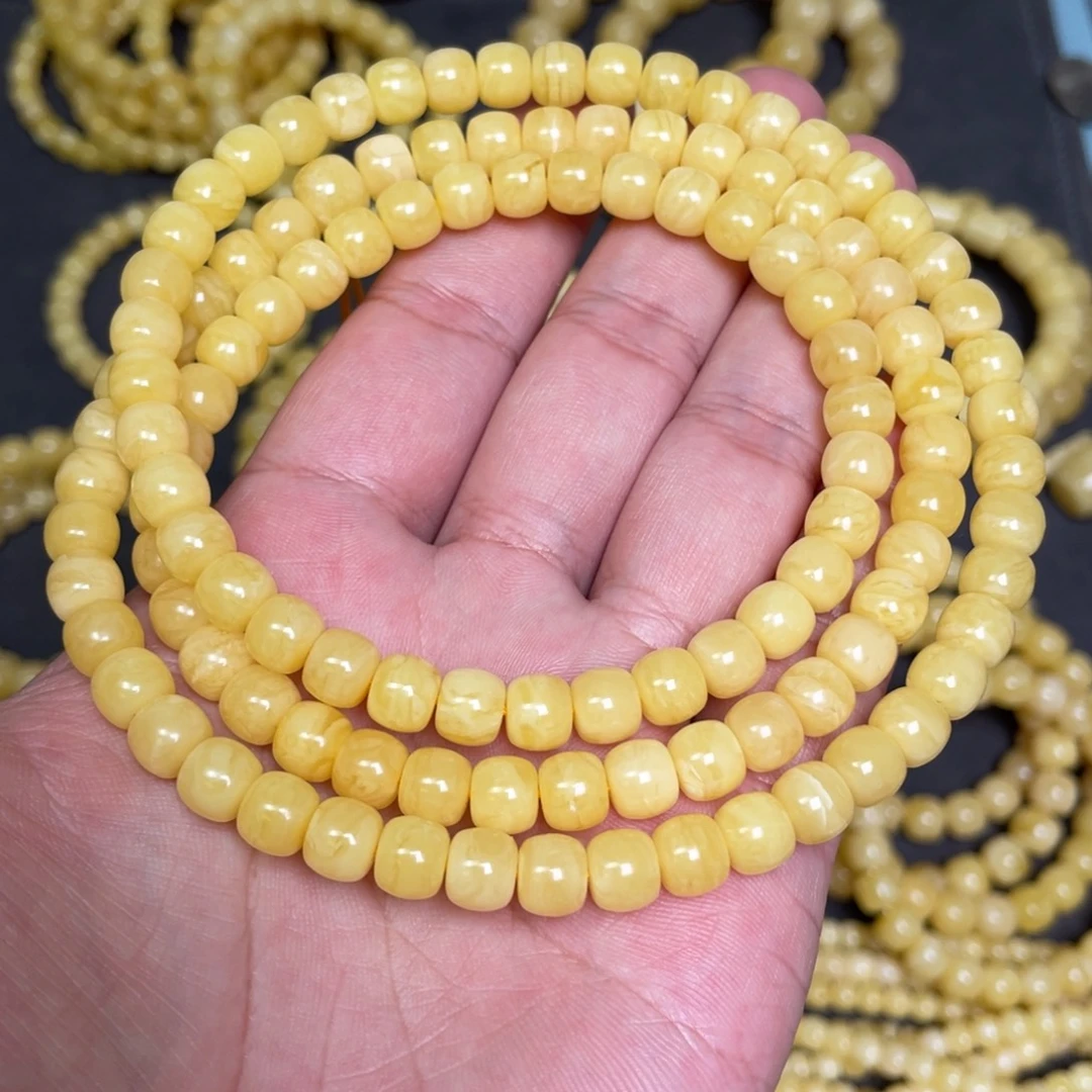 蜜蜡未镶嵌裸石蜜蜡佛珠7.6mm
