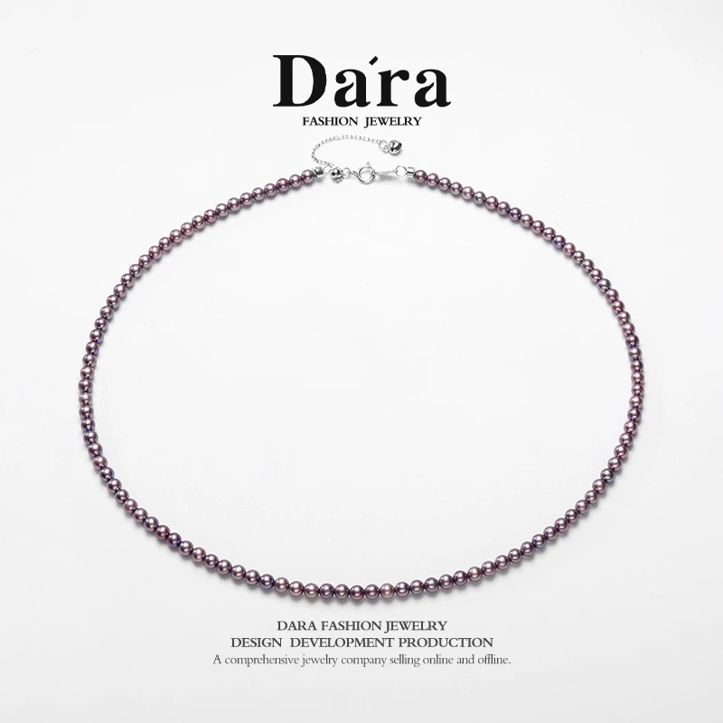 DARA/戴拉【柳总来了】S925银 淡水紫色小米珠珍珠项链 点位约3-4mm