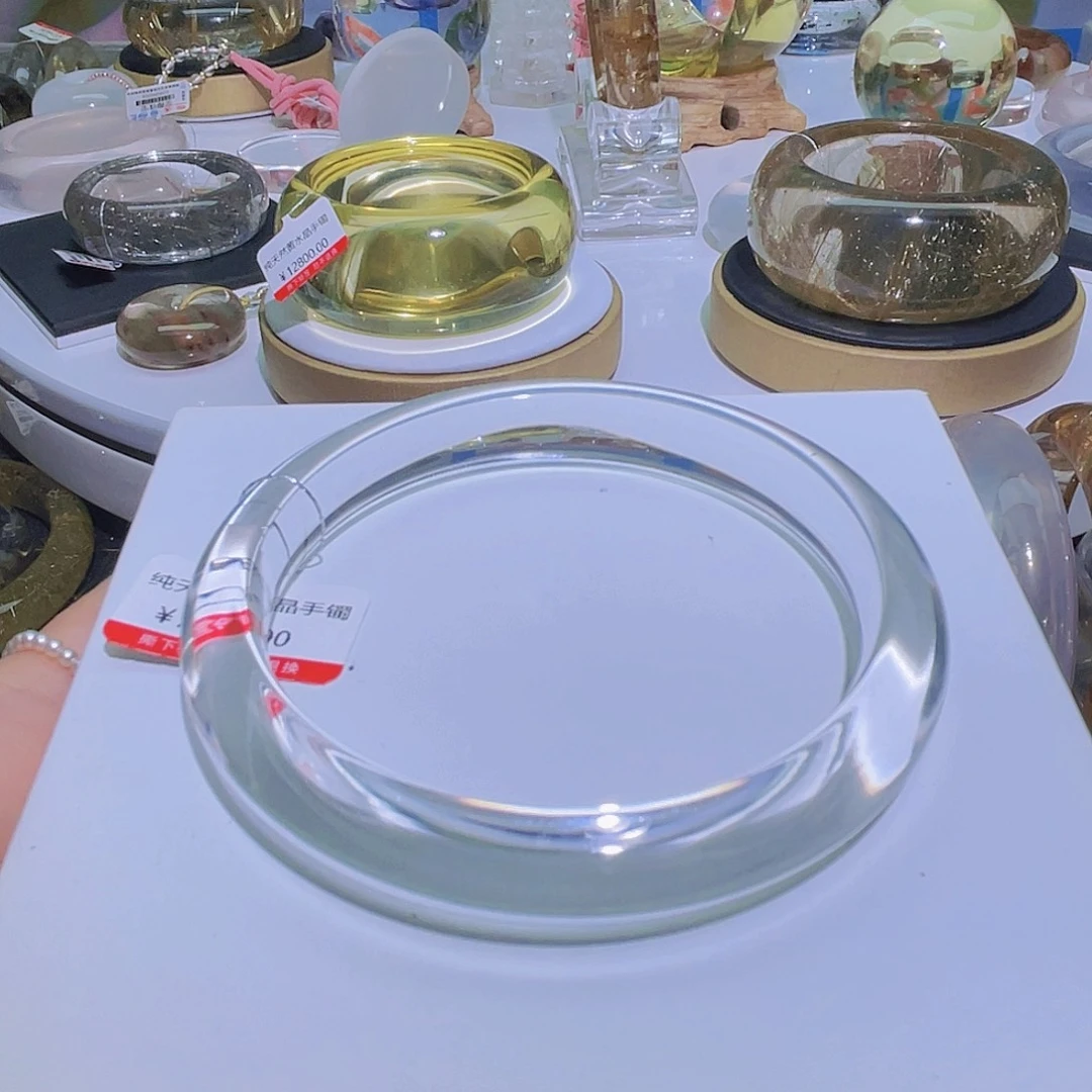明***月未镶嵌手镯水晶天然高冰透双A白水晶全净体