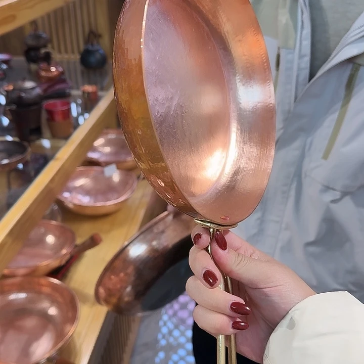 紫铜手工制作摆件平底锅