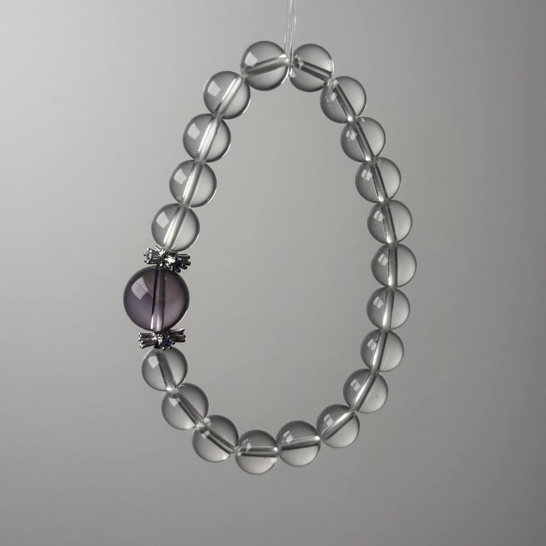 绝美！天然巴西白水晶➕玻利维亚紫水晶diy手串