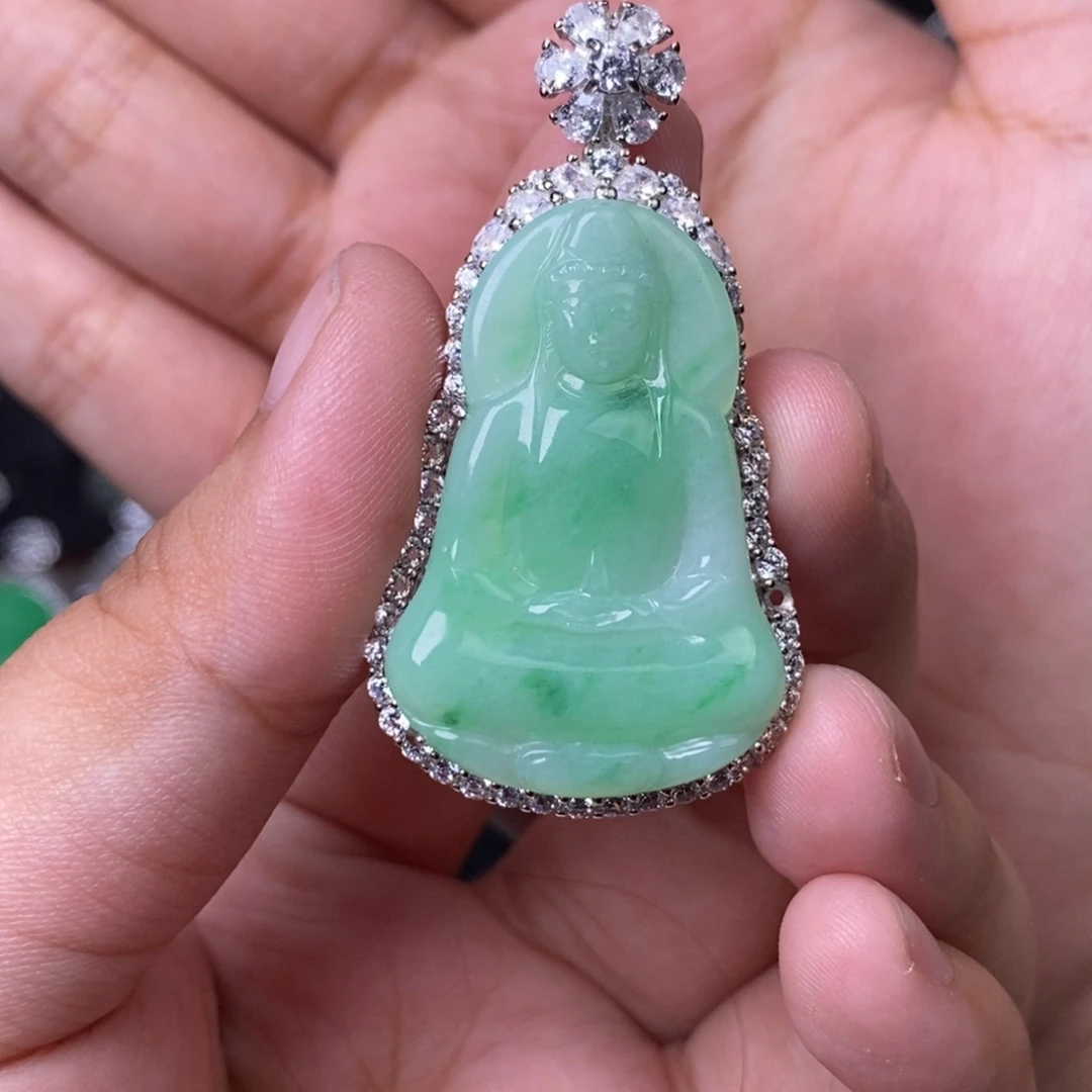 翡翠银S925镶嵌吊坠(赠链)