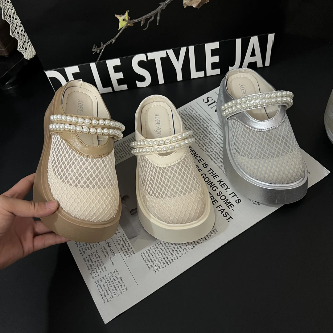 厚底包头拖鞋女士夏季2025新款外穿时尚网红百搭休闲防滑玛丽珍鞋