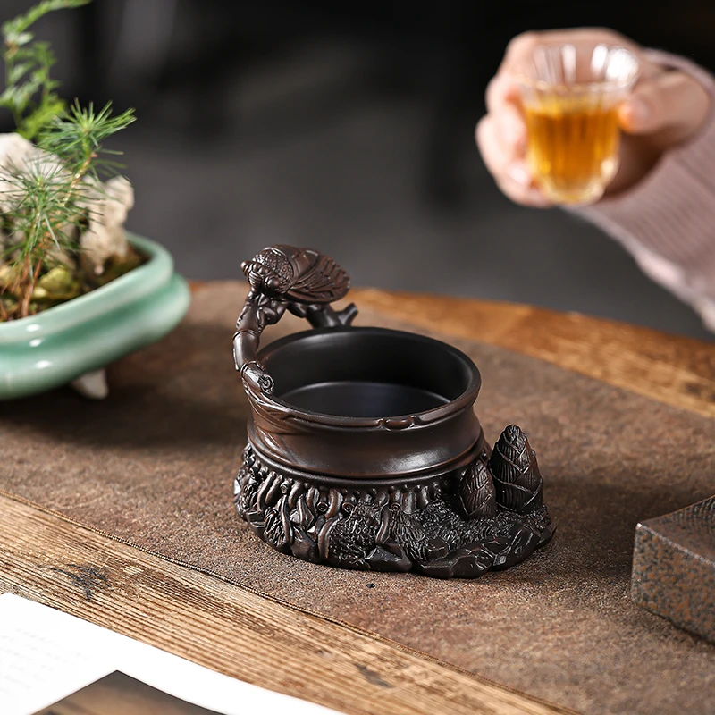 知竹长乐高档紫陶茶滤茶漏一体过滤器知了茶道配件茶宠送礼领导