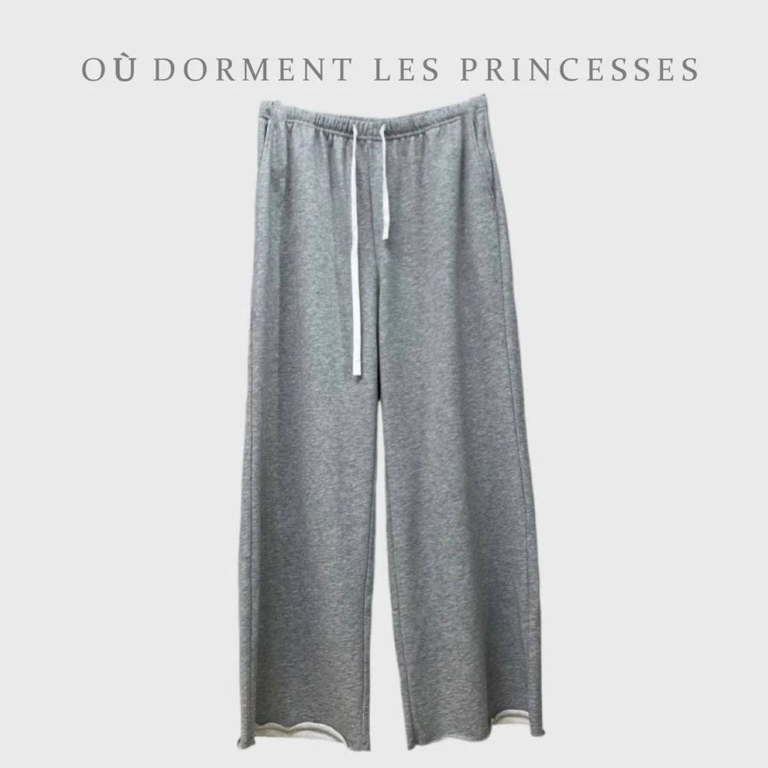 Fen姐|【山野栀子】经典百搭松紧腰系带卷边直筒休闲长裤253331