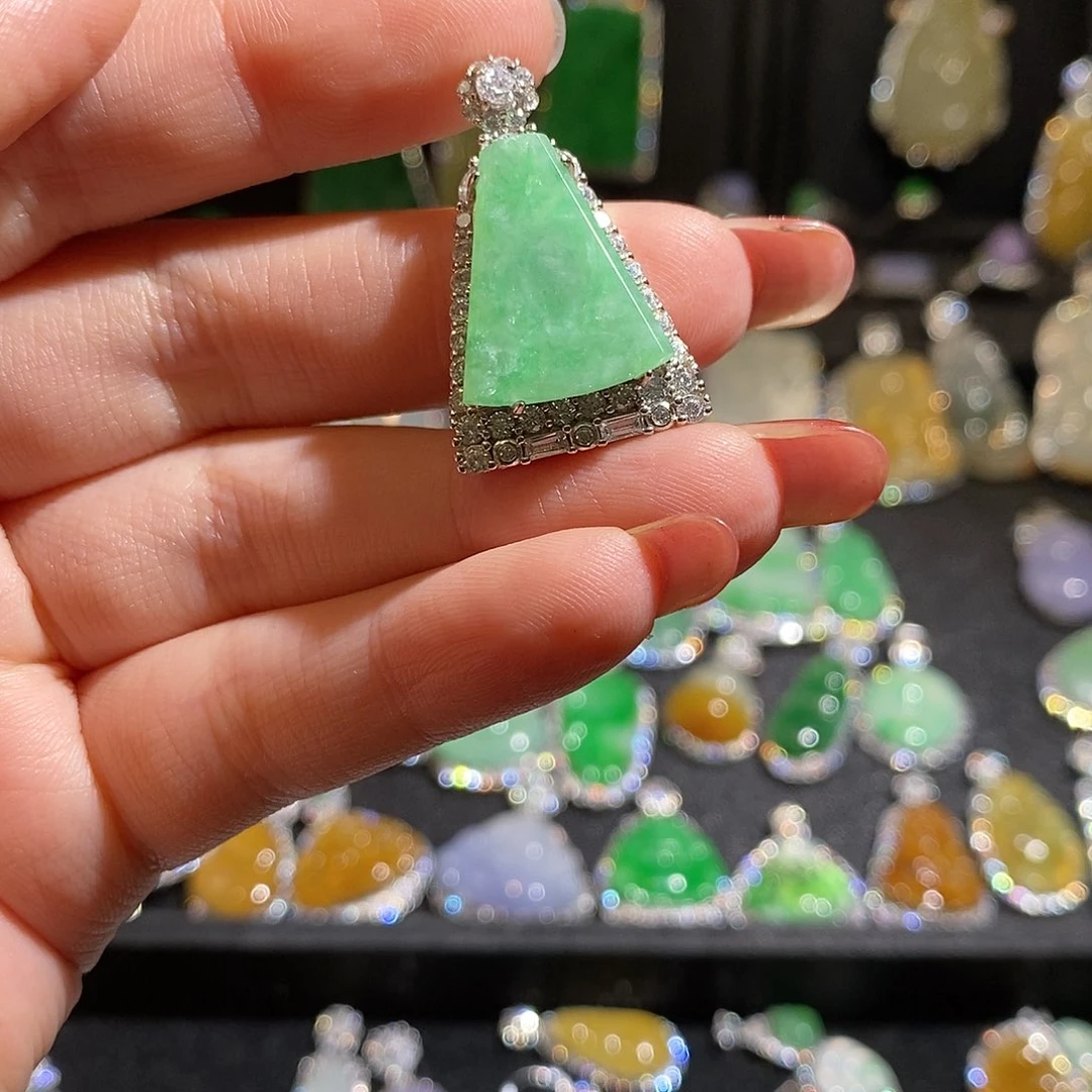 颈饰银S925镶嵌翡翠天然翡翠