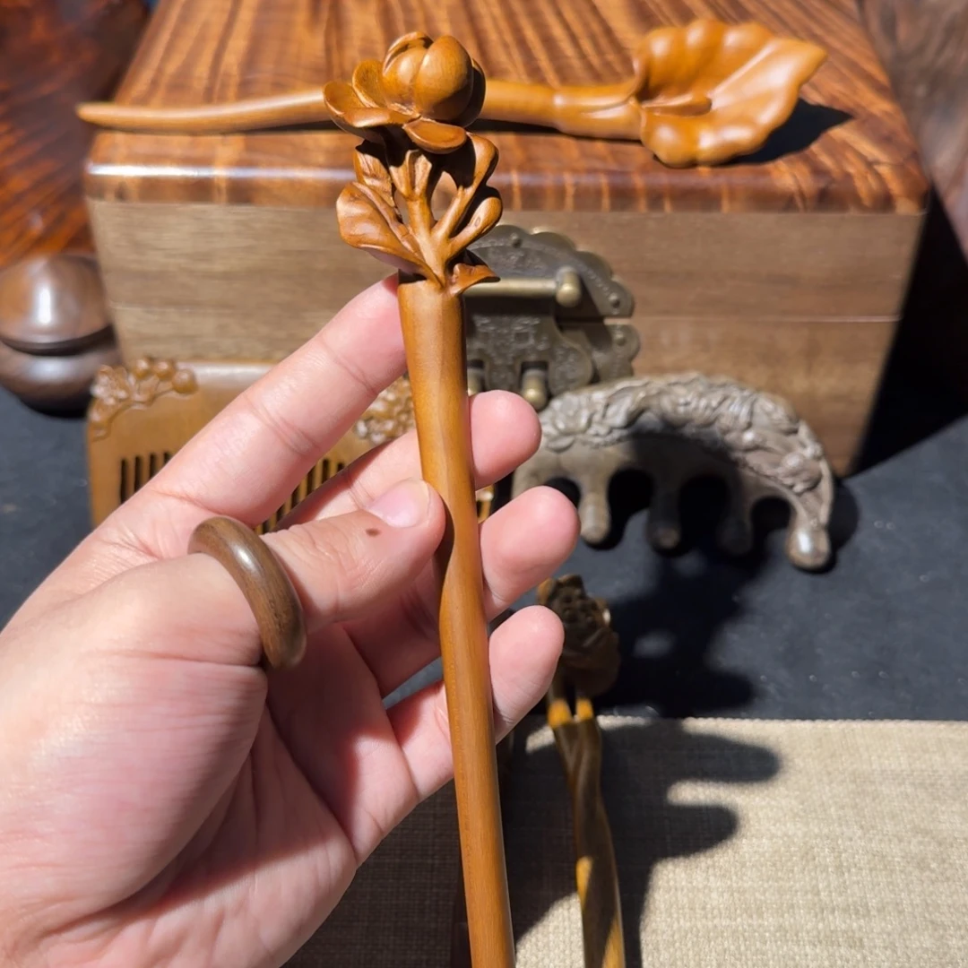 木质非金属金丝楠木老料立体兰花发簪