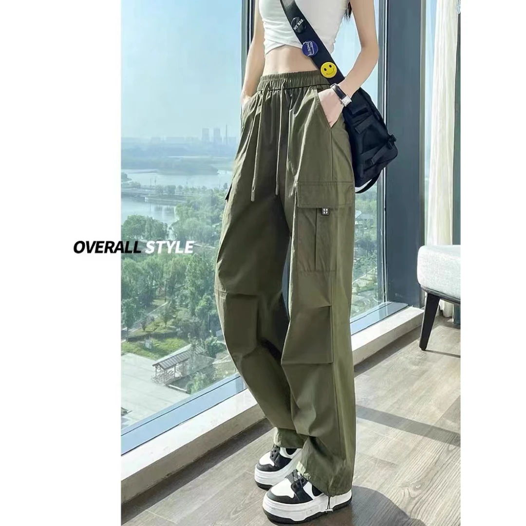 美式冰丝速干直筒阔腿裤2025夏季新款束脚冲锋登山户外运动工装裤