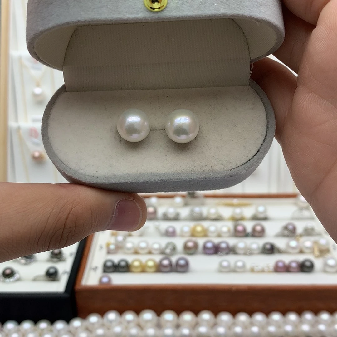 银S925镶嵌耳饰淡水珍珠