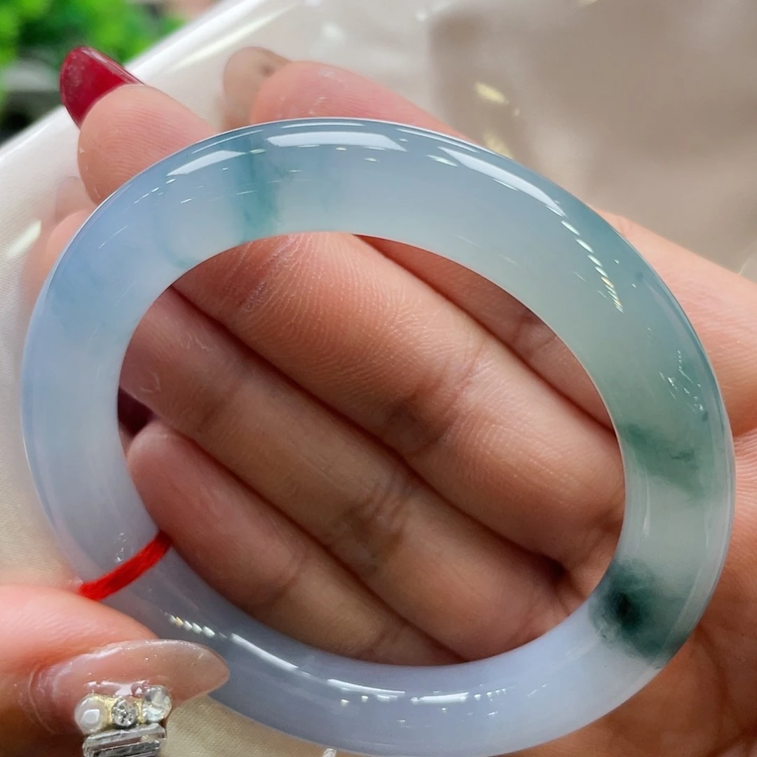 未镶嵌手镯翡翠43号幻彩飘花52.4圈