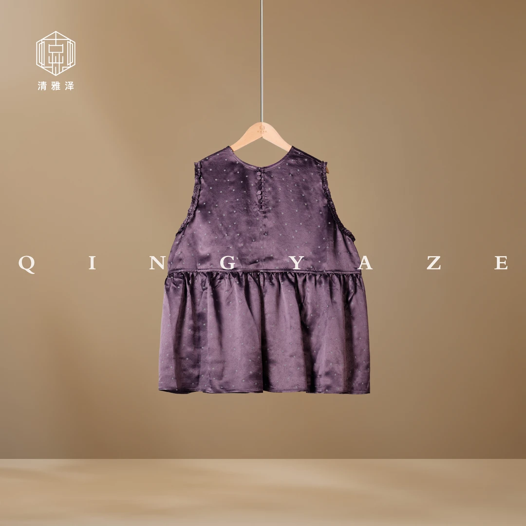 波点醋酸！俏皮灵动新中式娃娃背心！GZ6170