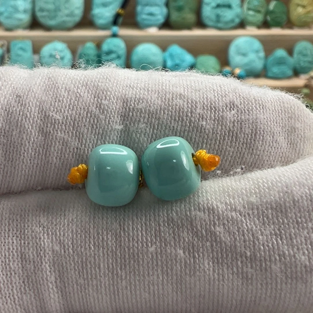 未镶嵌绿松石老型对珠7.8x6.4mm